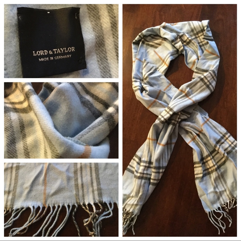 Lord & Taylor Baby Blue Plaid Winter Scarf SO SOFT
